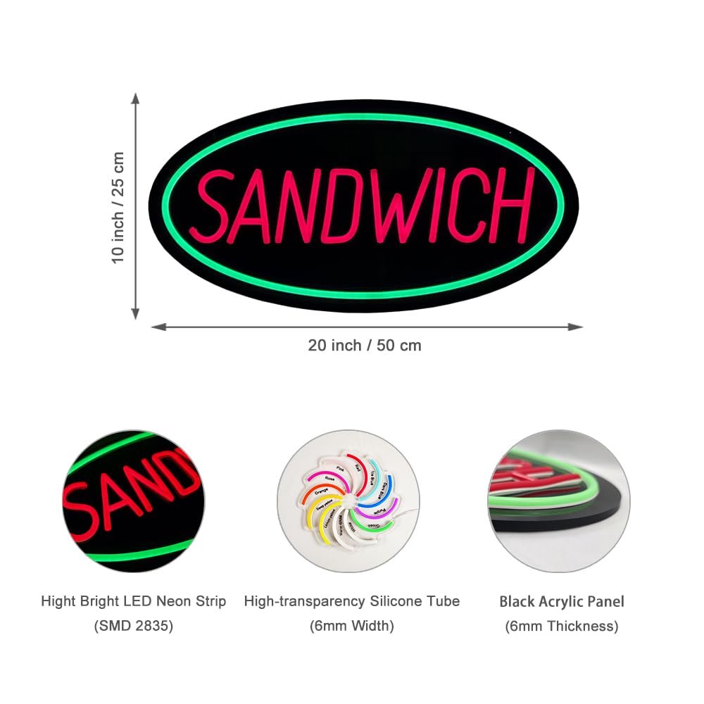 LED Sandwich Neon Sign, 20"x10" - Image 4