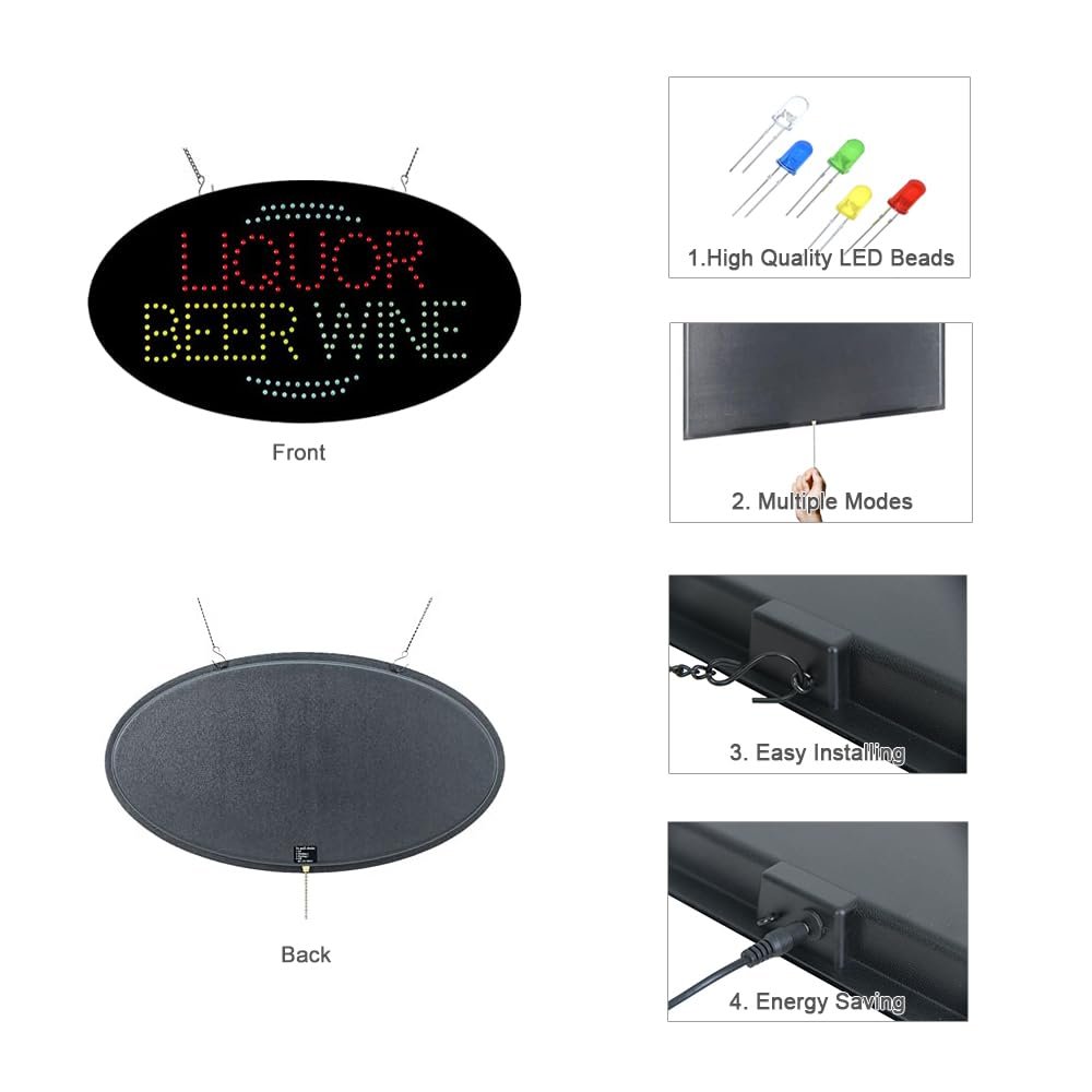 LED Liquor Sign, 27"x15" - Image 3