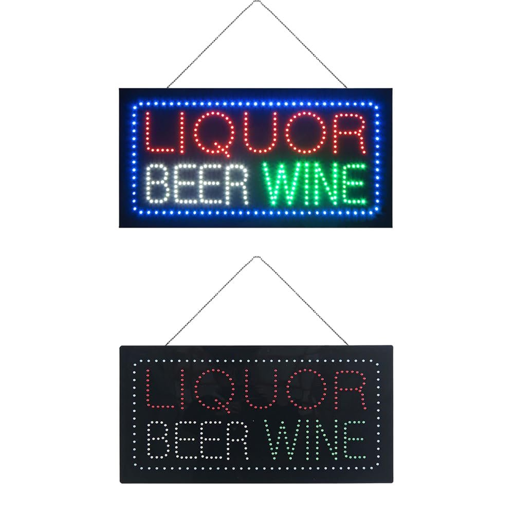LED Liquor Wine Beer Sign, 24"x12" - Image 2