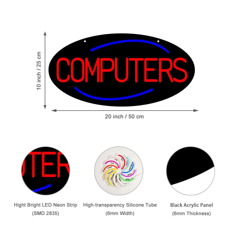 LED Computers Neon Sign, 20"x10" - Image 2
