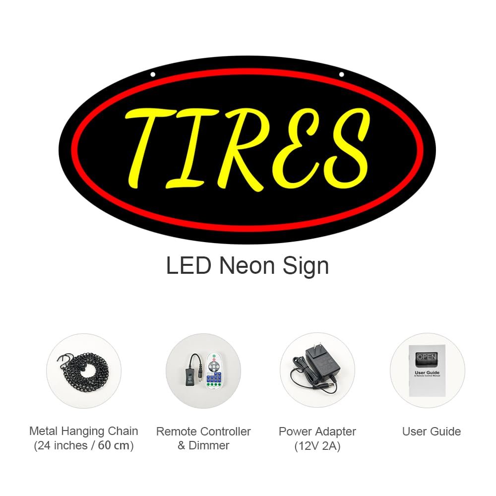 LED Tires Neon Sign, 20"x10" - Image 4