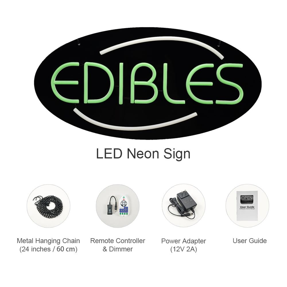 LED Edibles Neon Sign, 20"x10" - Image 5