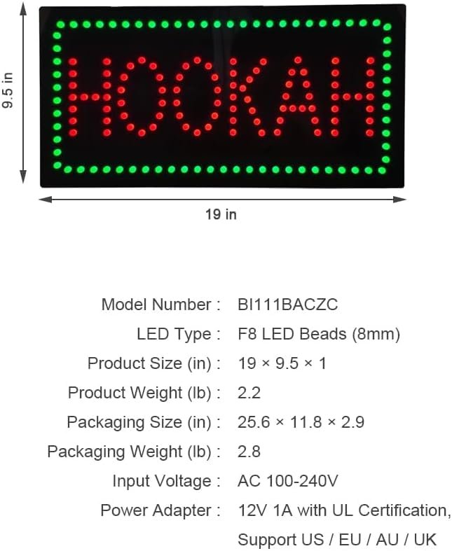 LED Hookah Dot Sign, 19"x9.5" - Image 4