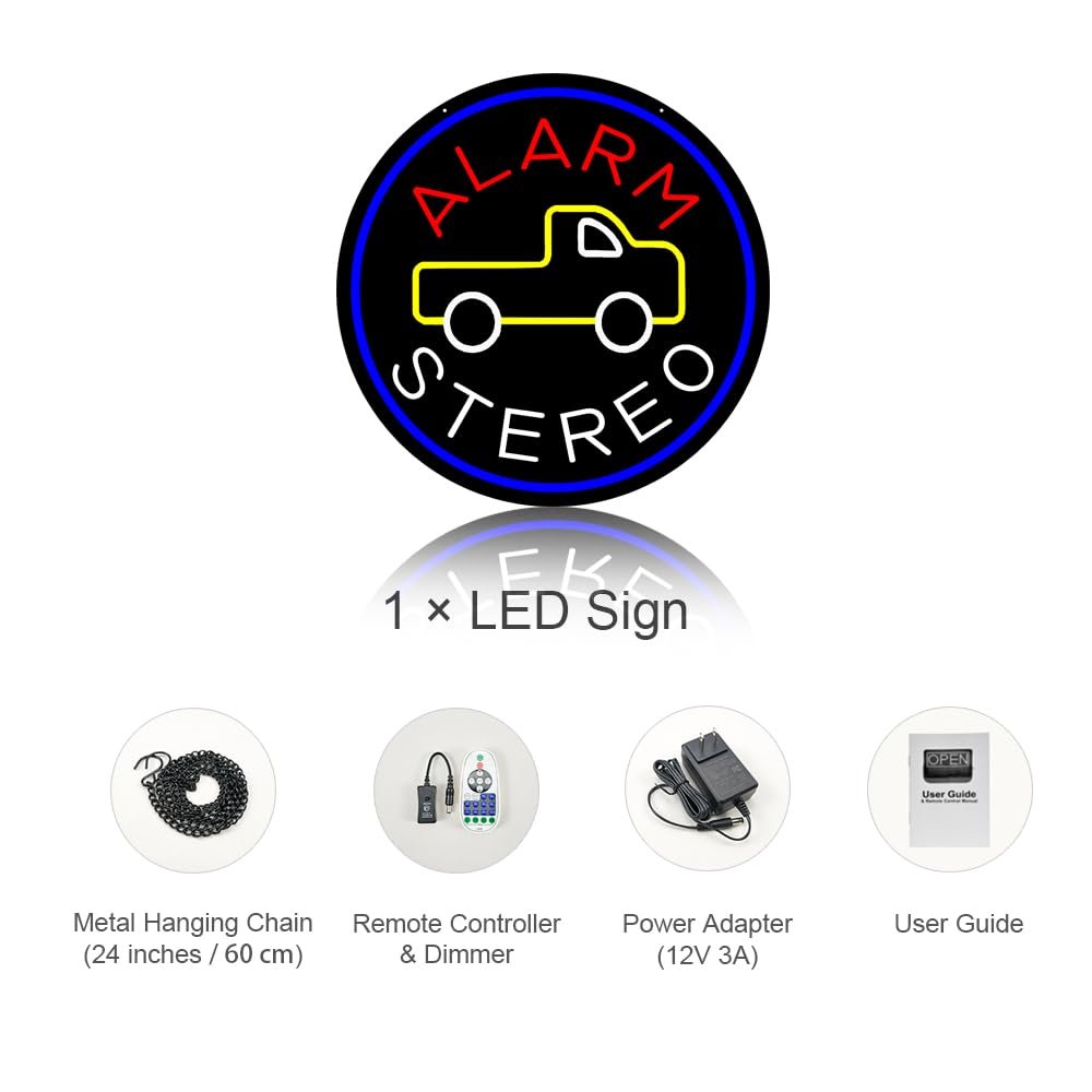 LED Alarm Stereo Neon Sign, 16"x16" - Image 3