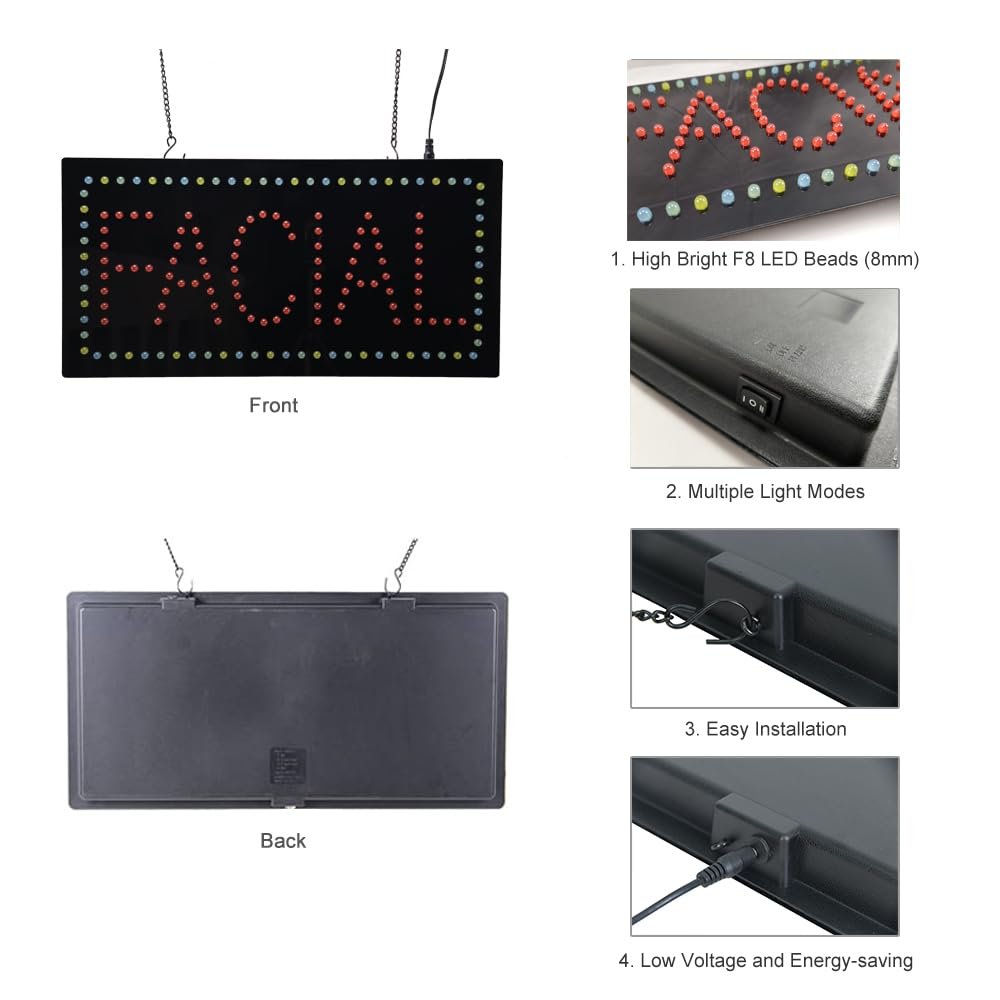 LED Facial Sign, 19"x9.5" - Image 4