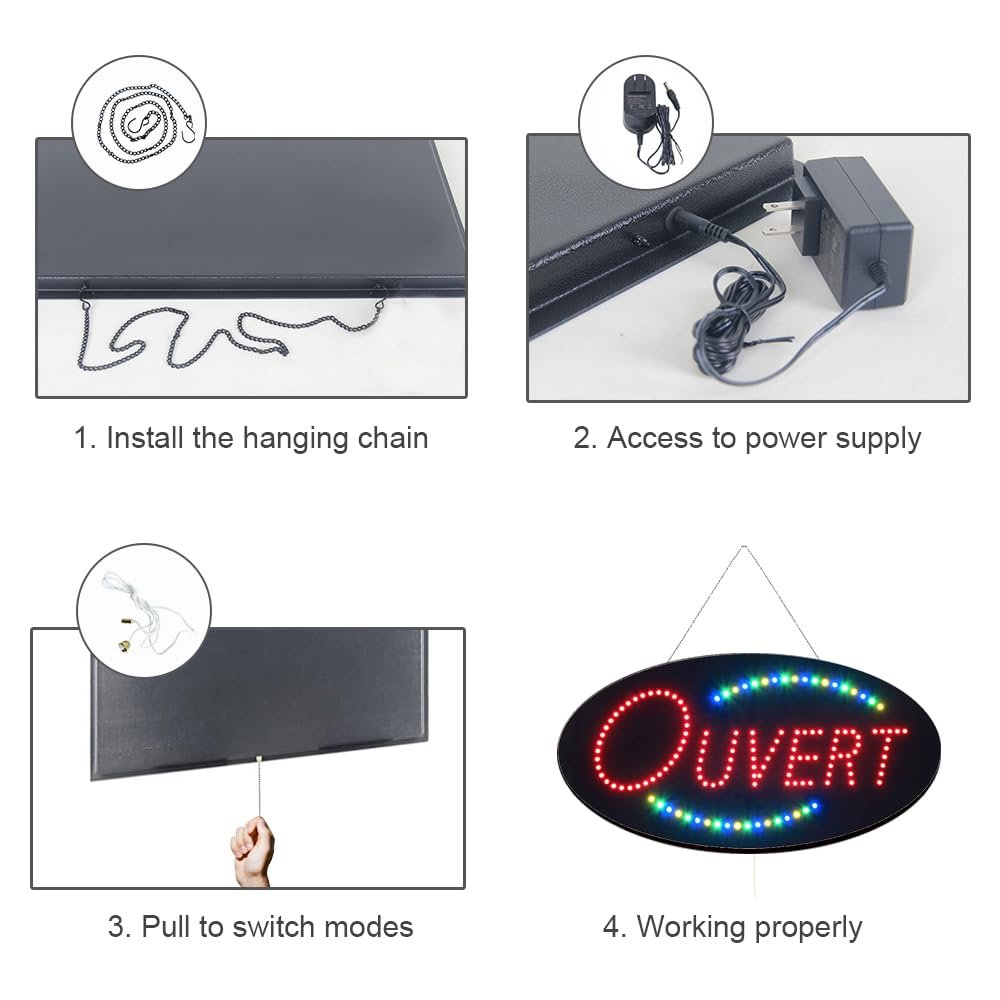LED Ouvert Sign, 19"x9.5" - Image 5