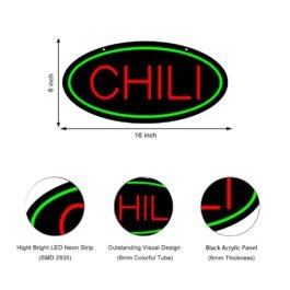 LED Chili Neon Sign, 16″x8″