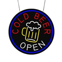 LED Cold Beer Open Neon Sign, 20″x20″