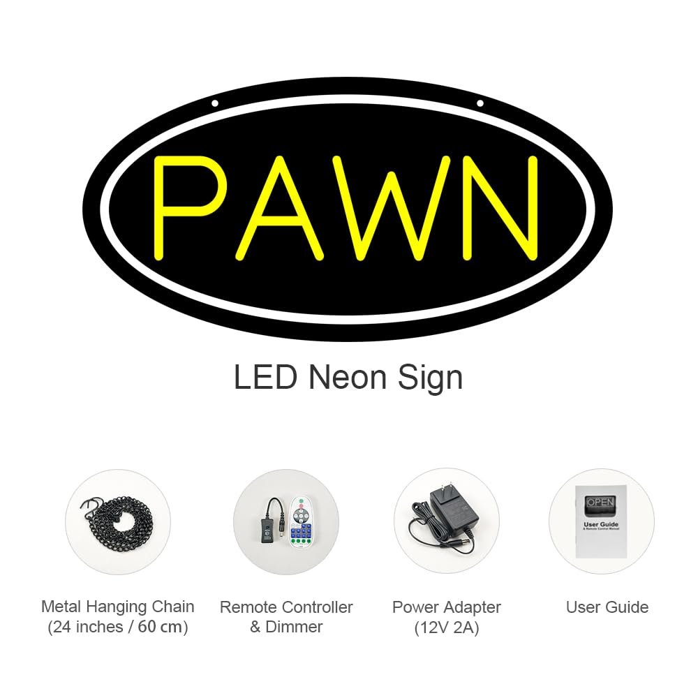 LED Pawn Neon Sign, 16"x8" - Image 3