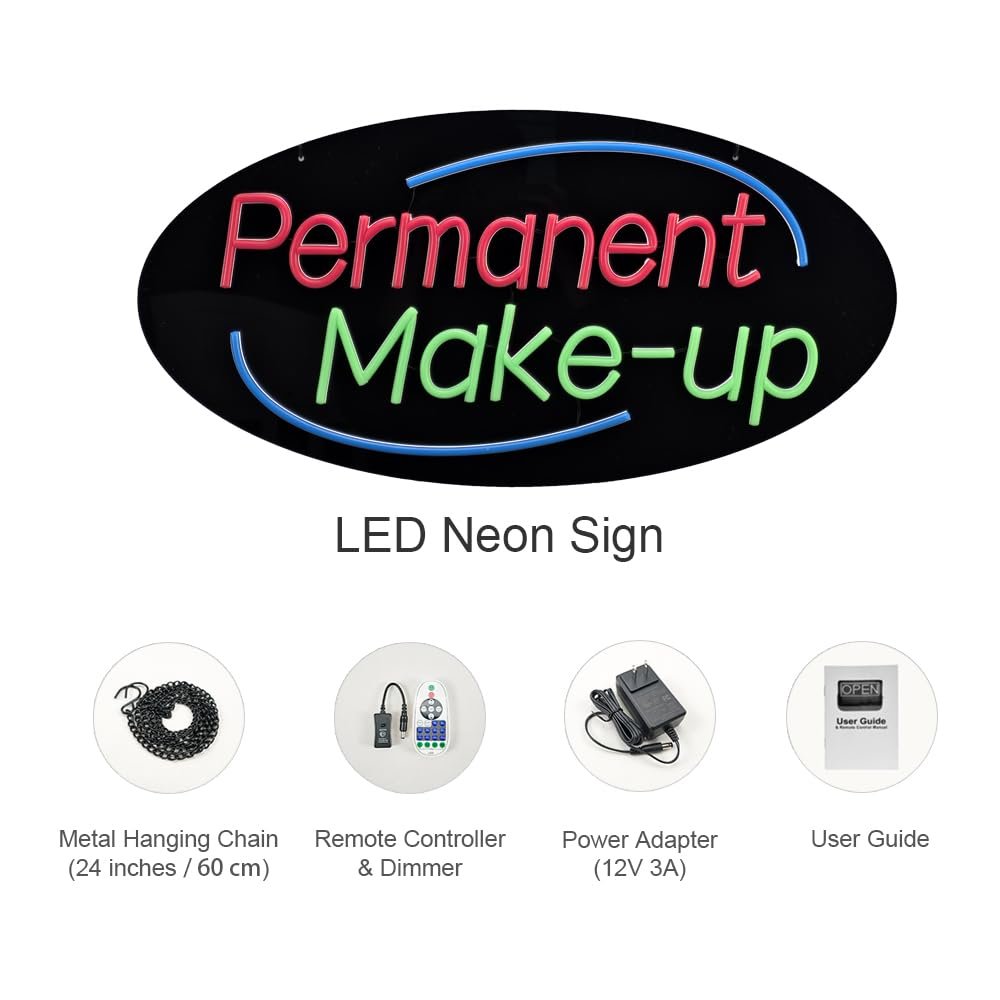 LED Permanent Make-up Neon Sign, 24"x12" - Image 6