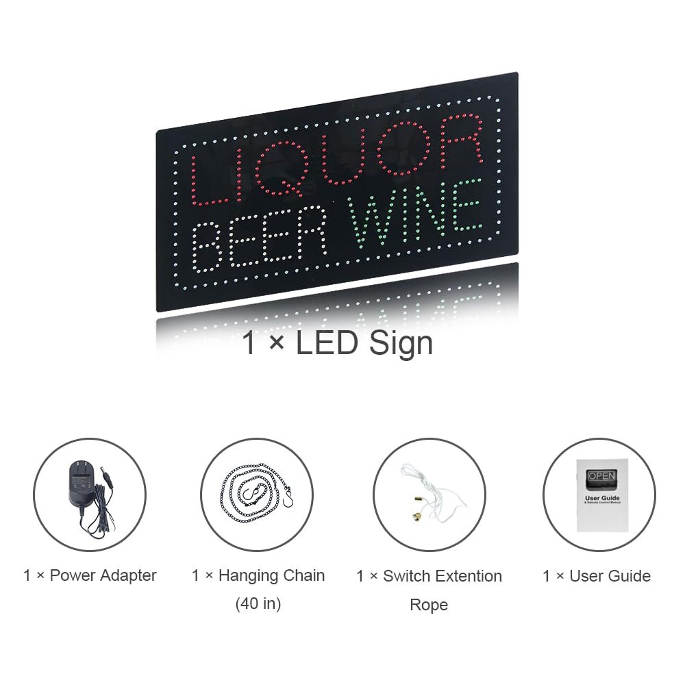 LED Liquor Wine Beer Sign, 24"x12" - Image 6