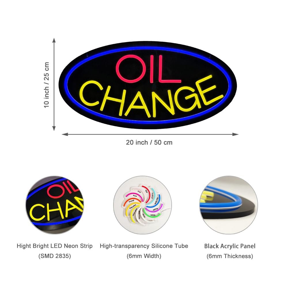 LED OIL Change Neon Sign, 20"x10" - Image 4