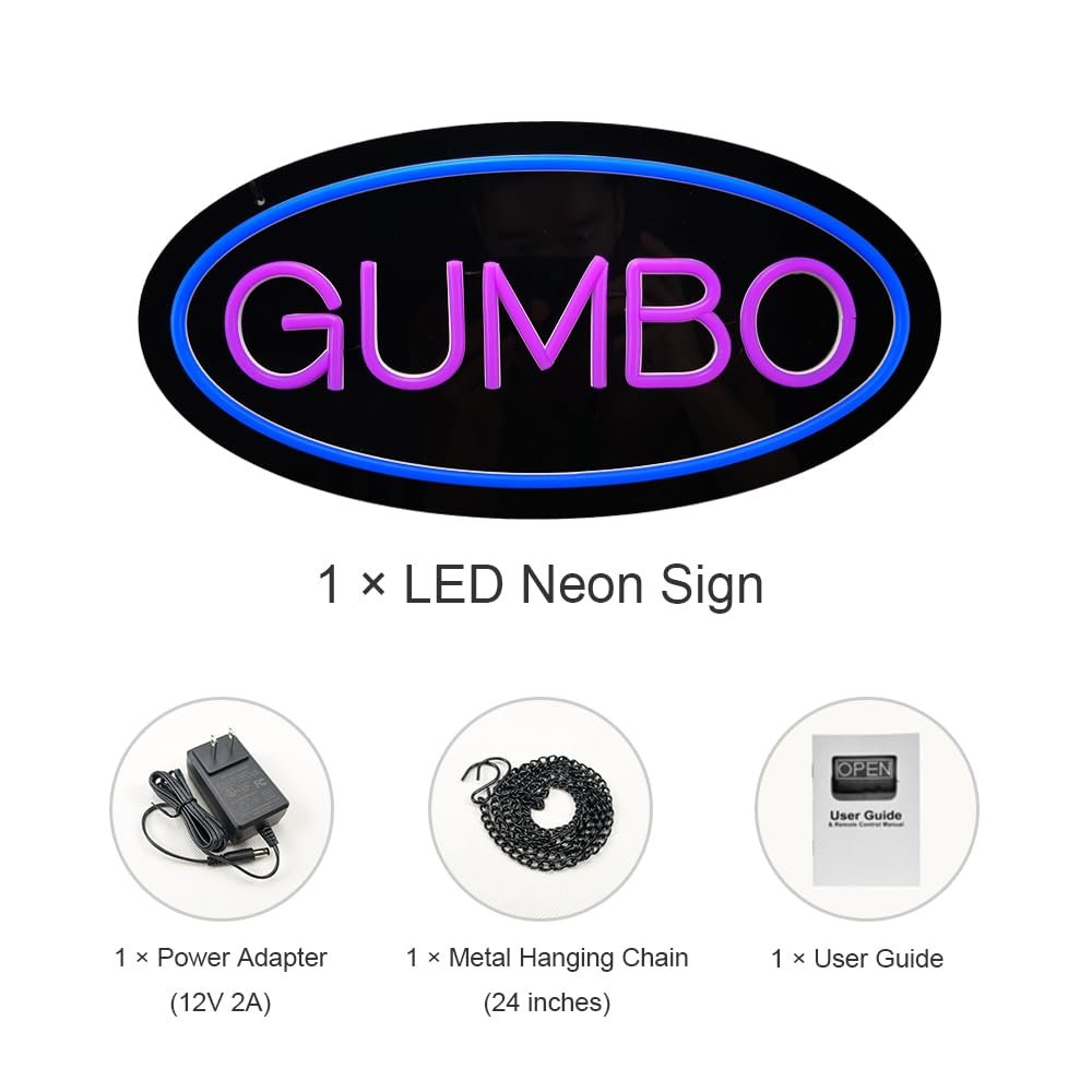 LED Gumbo Neon Sign, 16"x8" - Image 5