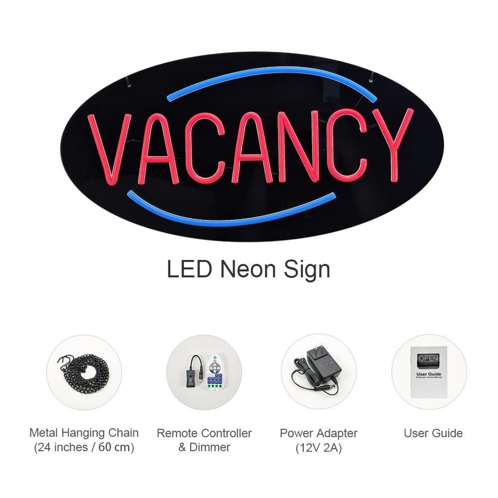 LED Vacancy Neon Sign, 20"x10" - Image 5