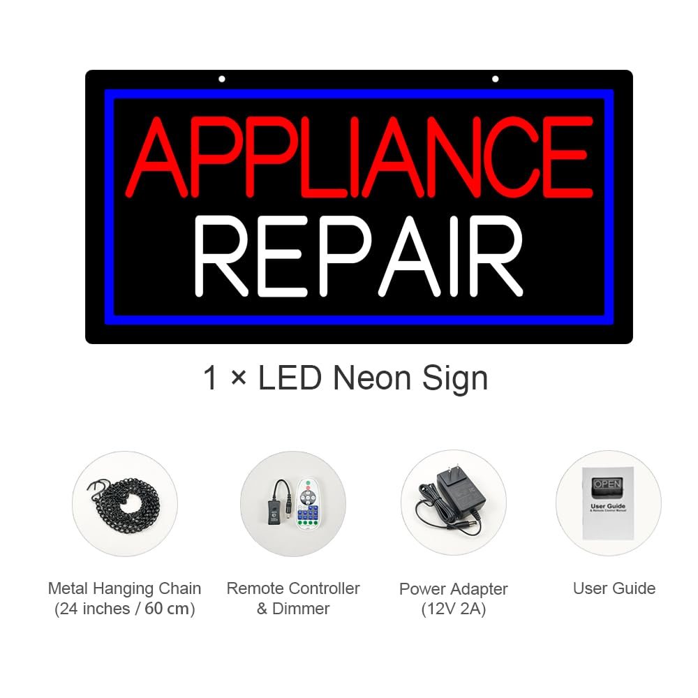 LED Appliance Repair Neon Sign, 24"x12" - Image 4