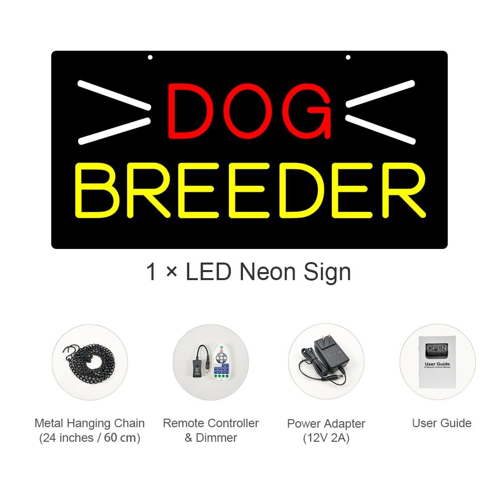 LED Dog Breeder Neon Sign, 20"x10" - Image 3
