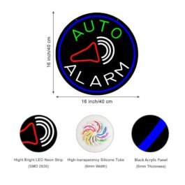 LED Auto Alarm Neon Sign, 16″x16″