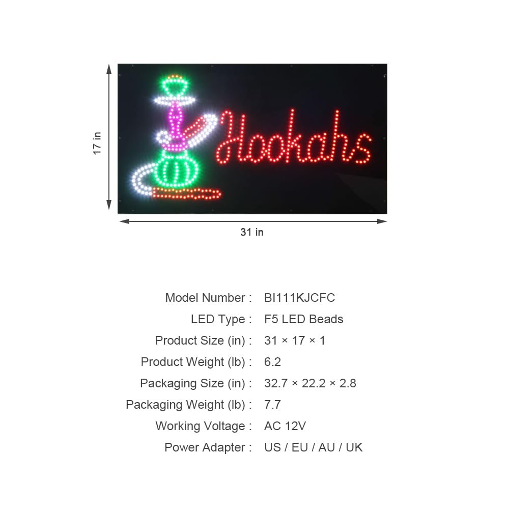 LED Hookah Dot Sign, 31"x17" - Image 4
