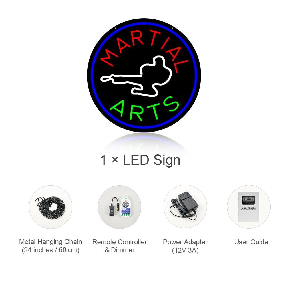 LED Martial Arts Neon Sign, 20"×20" - Image 4