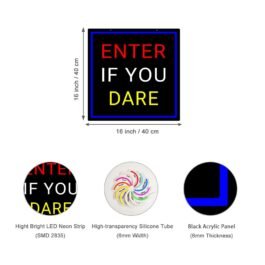 LED Enter If You Dare Neon Sign, 16″×16″