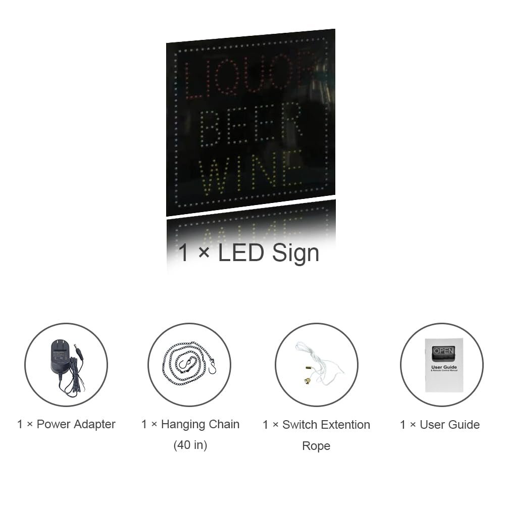 LED Liquor Beer Wine Sign, 16"x16" - Image 6