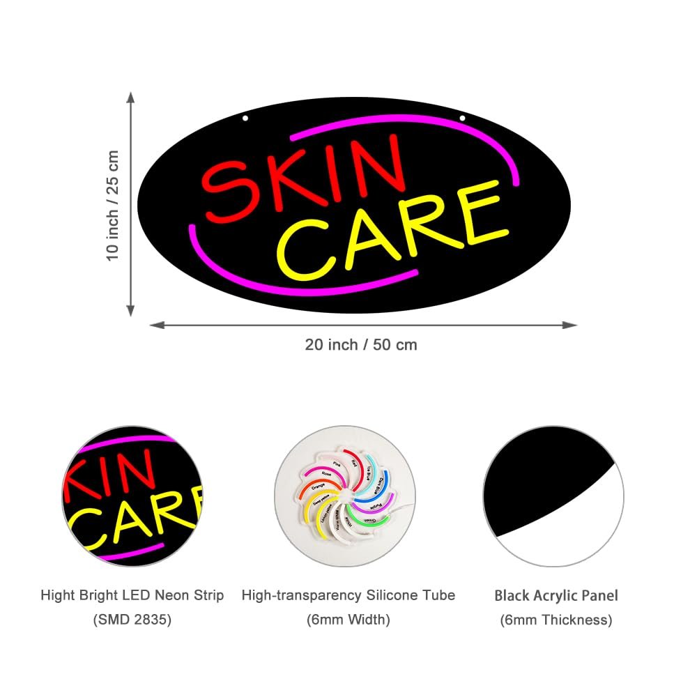 LED Skin Care Neon Sign, 20"x10" - Image 2