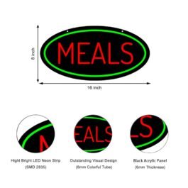 LED Meals Neon Sign, 16″x8″