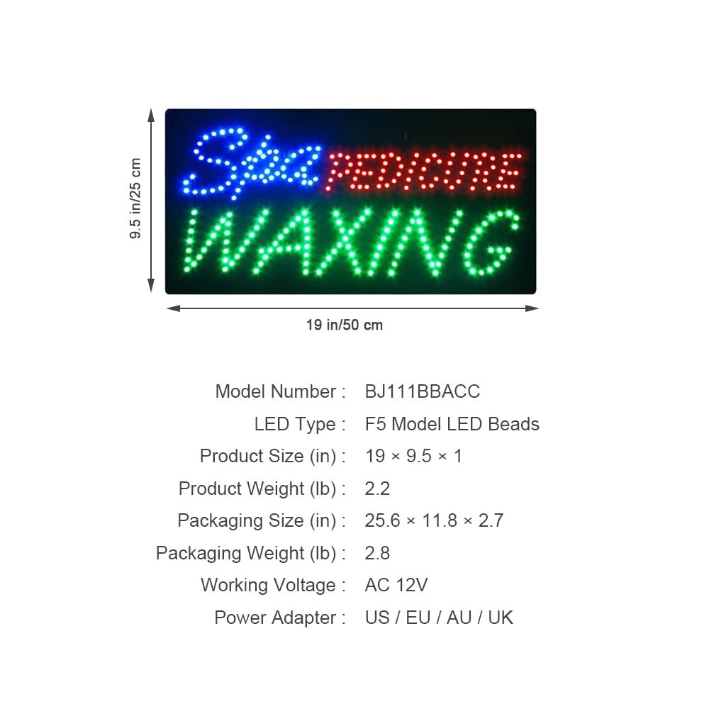 LED SPA Pedicure Waxing Dot Sign, 19"x9.5" - Image 5