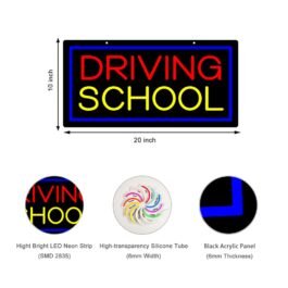 LED Driving School Neon Sign, 20″x10″