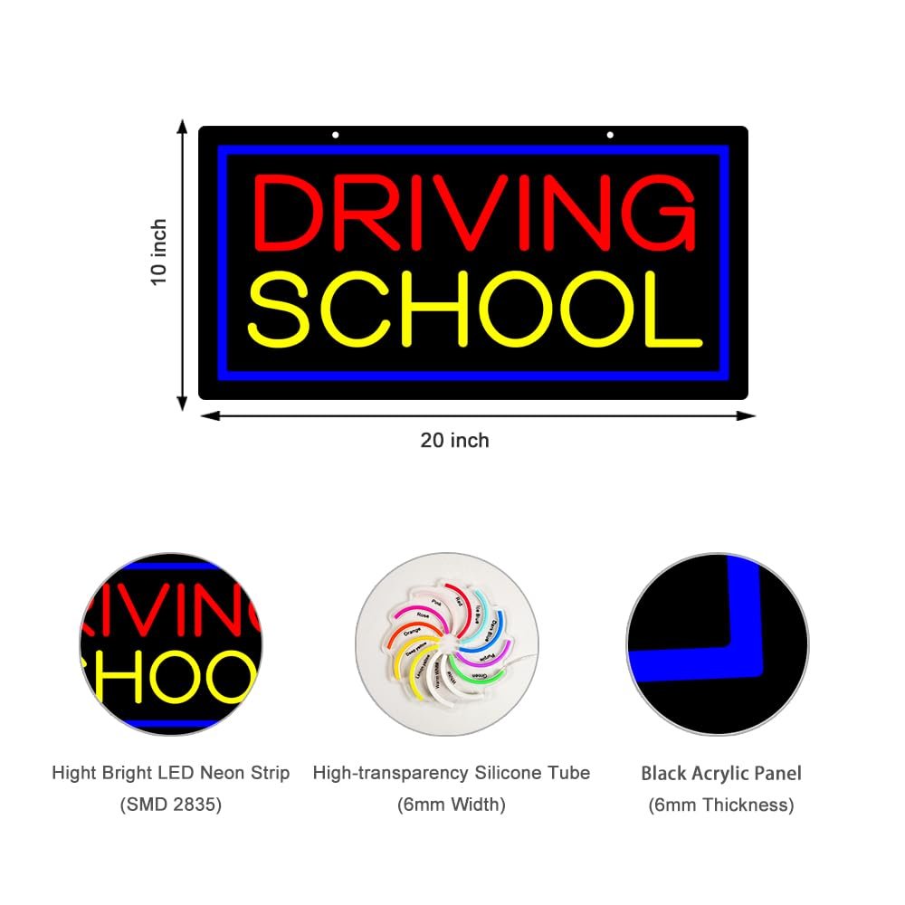 LED Driving School Neon Sign, 20"x10" - Image 2