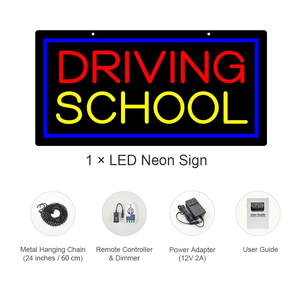 LED Driving School Neon Sign, 20"x10" - Image 3