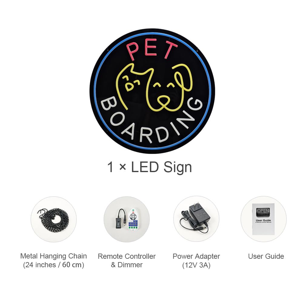 LED Pet Boarding Neon Sign, 20"x20" - Image 5