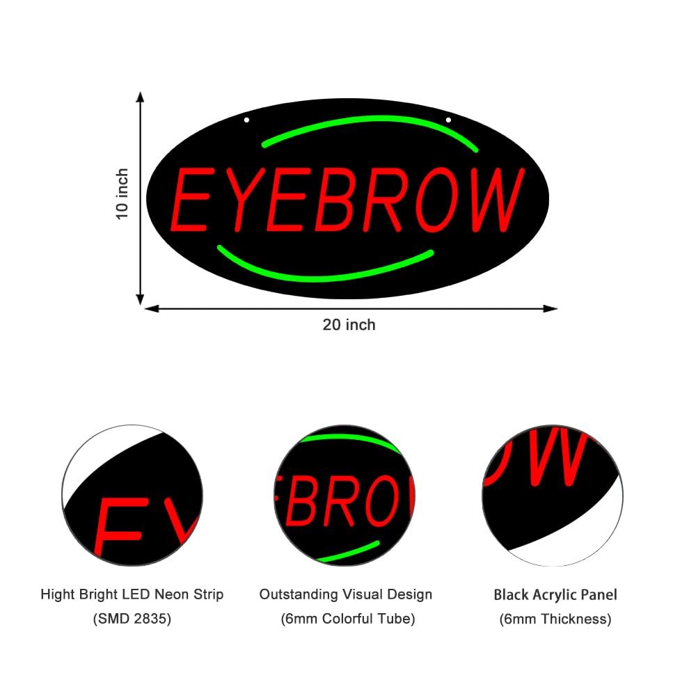 LED Eyebrow Neon Sign, 20"x10" - Image 2