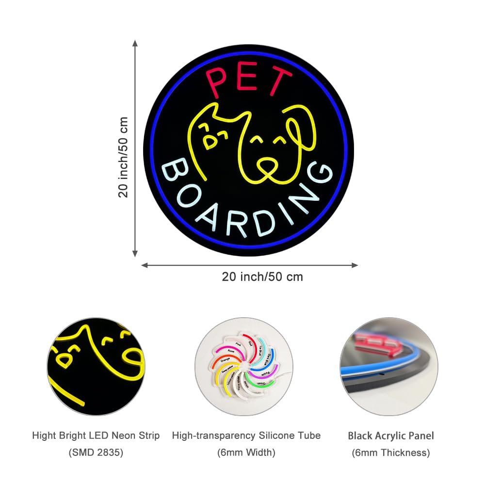 LED Pet Boarding Neon Sign, 20"x20" - Image 4