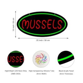 LED Mussels Neon Sign, 20″x10″