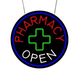 LED Pharmacy Open Neon Sign, 20″×20″