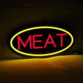 LED Meat Neon Sign, 16″x8″