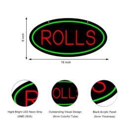 LED Rolls Neon Sign, 16″x8″