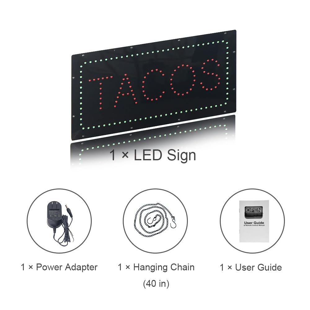 LED Tacos Sign, 19"x9.5" - Image 6