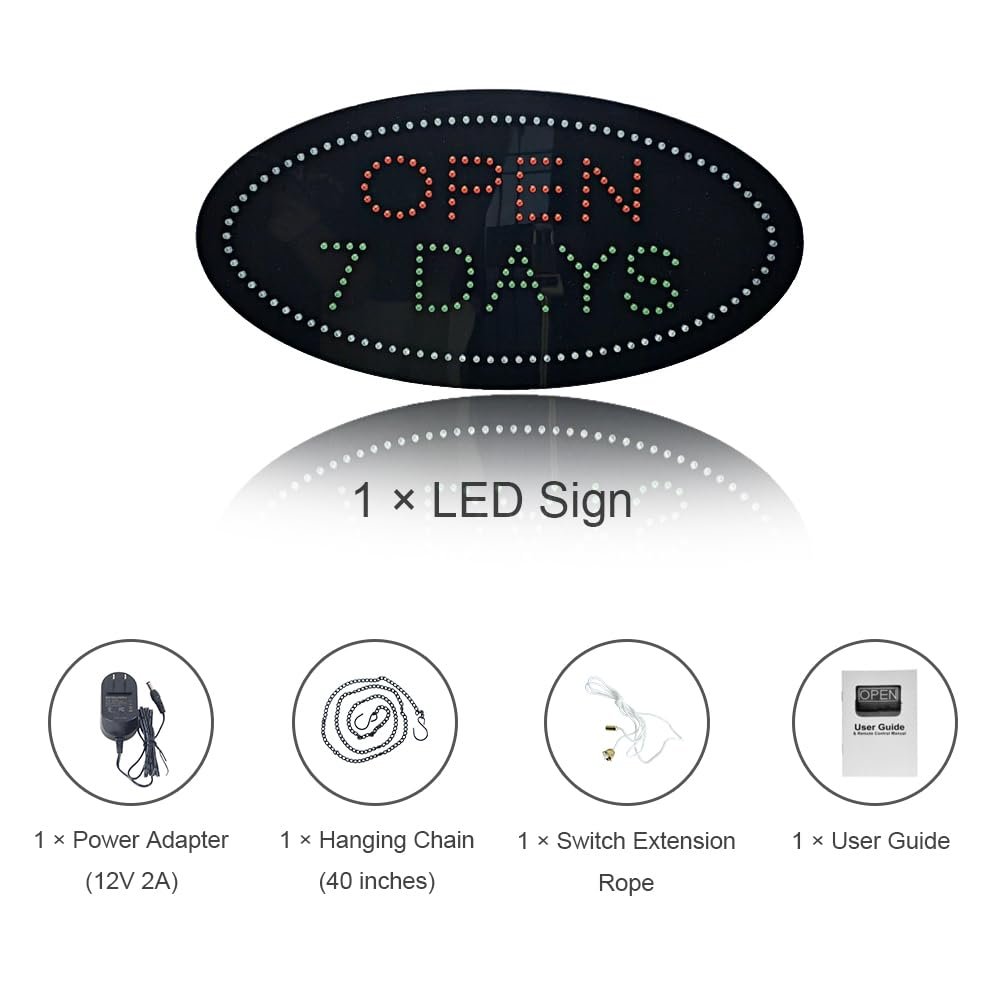 Open 7 Days LED Sign, 19"x9.5" - Image 7