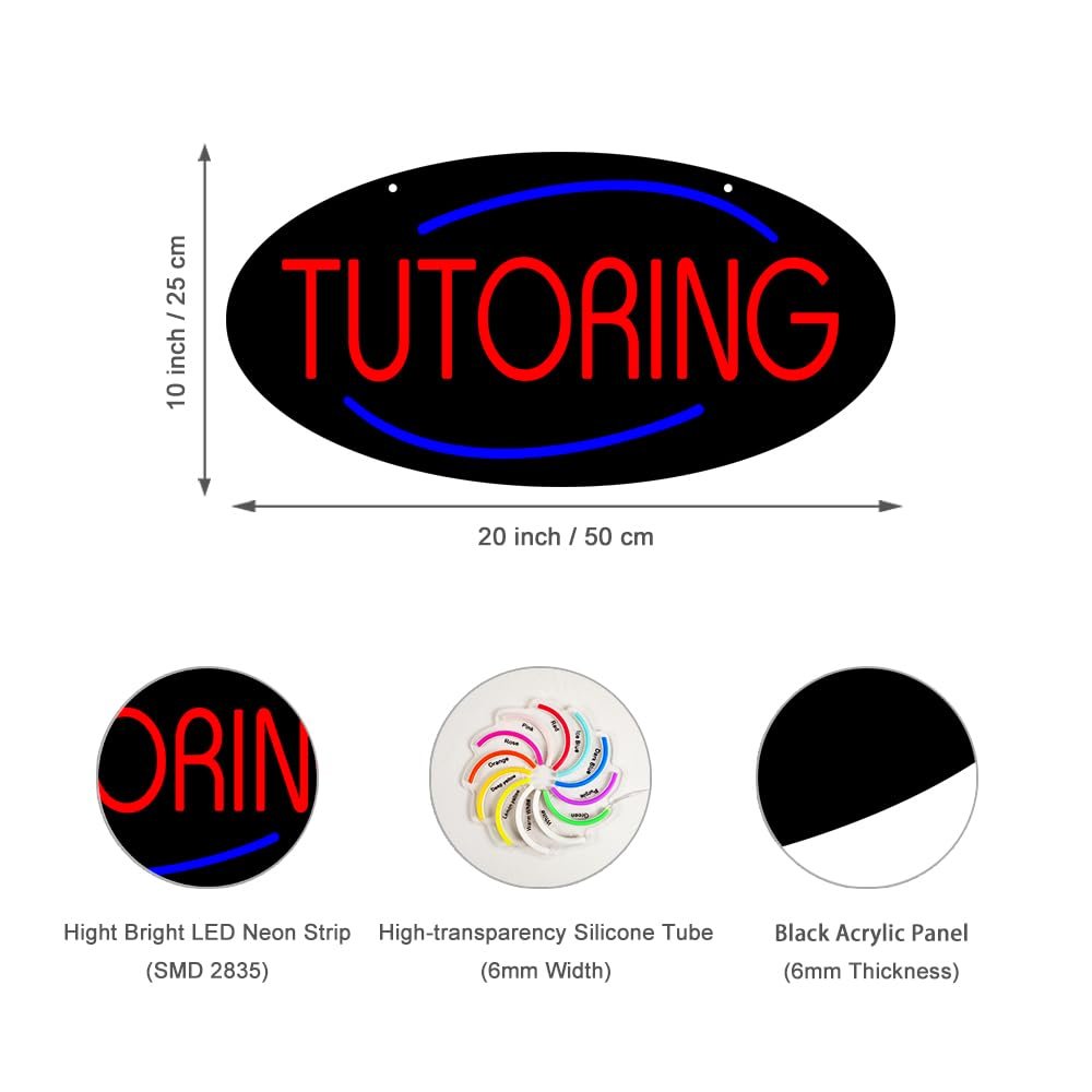 LED Tutoring Neon Sign, 20"x10" - Image 2