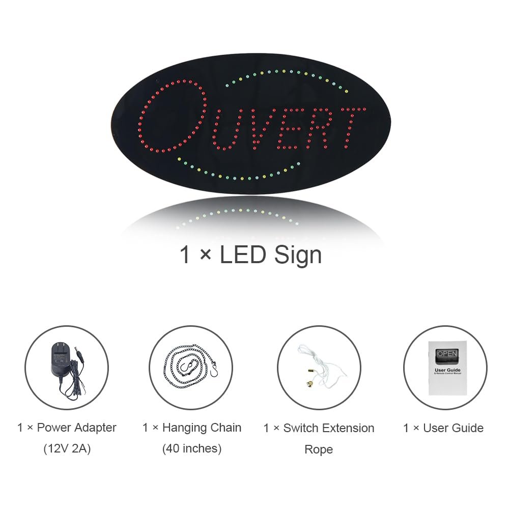 LED Ouvert Sign, 19"x9.5" - Image 6