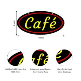 LED Cafe Neon Sign, 16″x8″