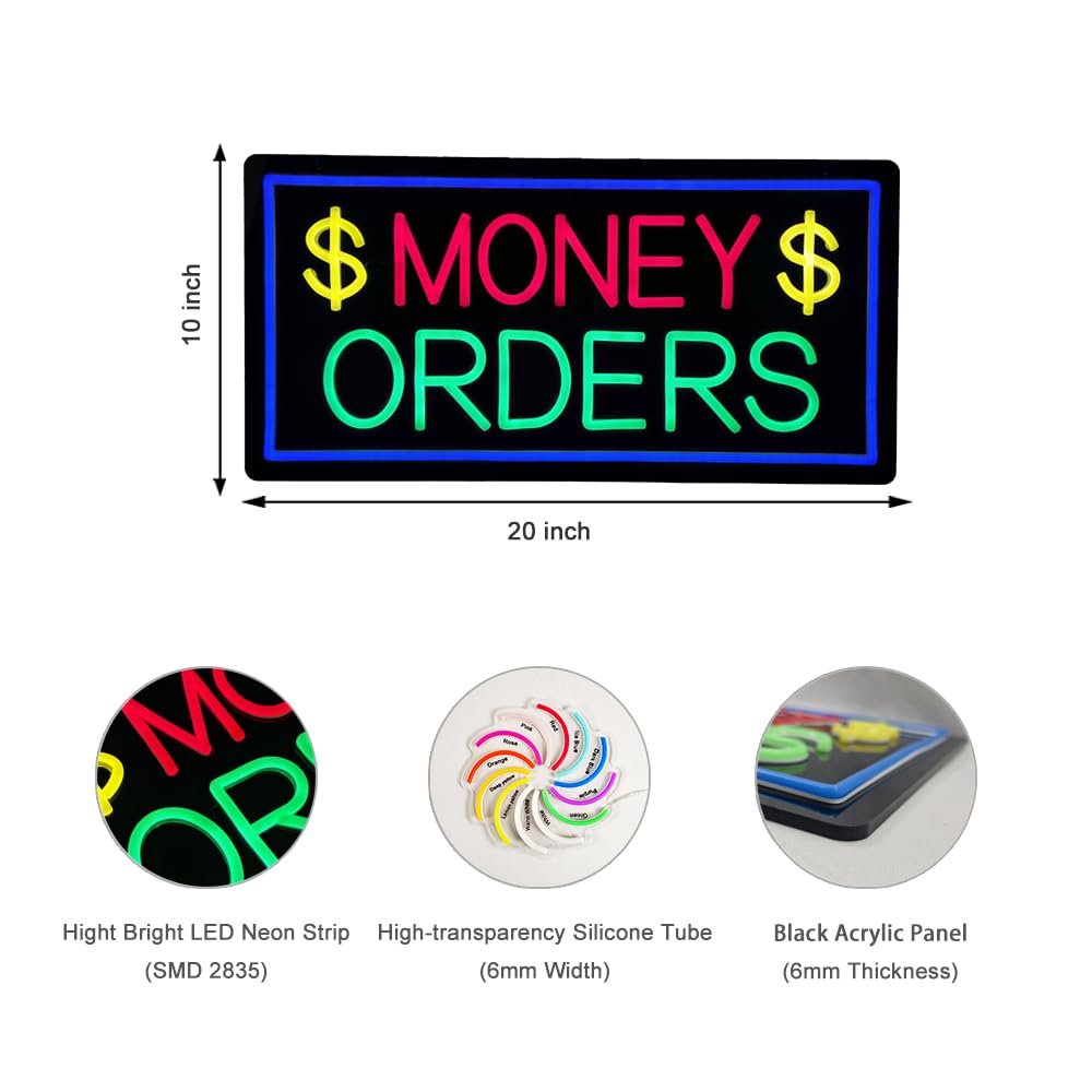 LED Money Transfer Neon Sign, 20"x10" - Image 5