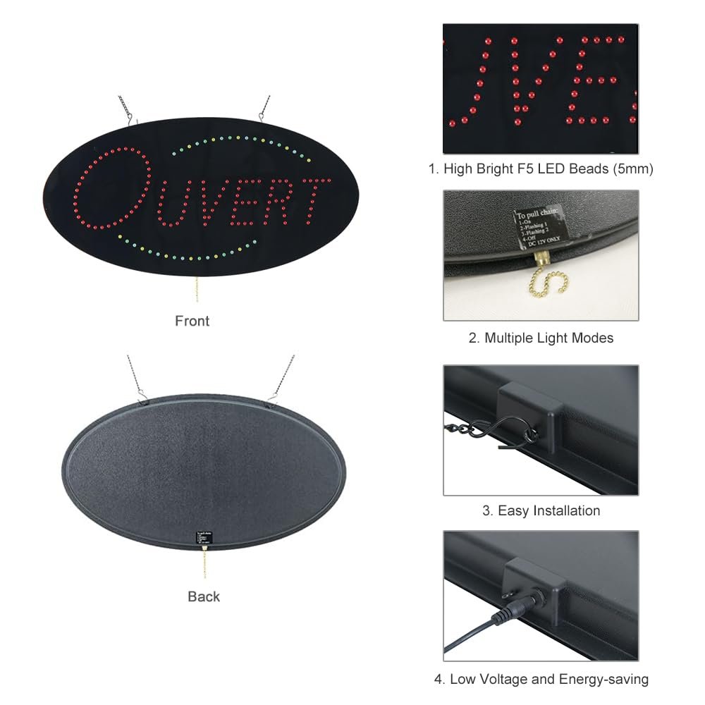 LED Ouvert Sign, 19"x9.5" - Image 3