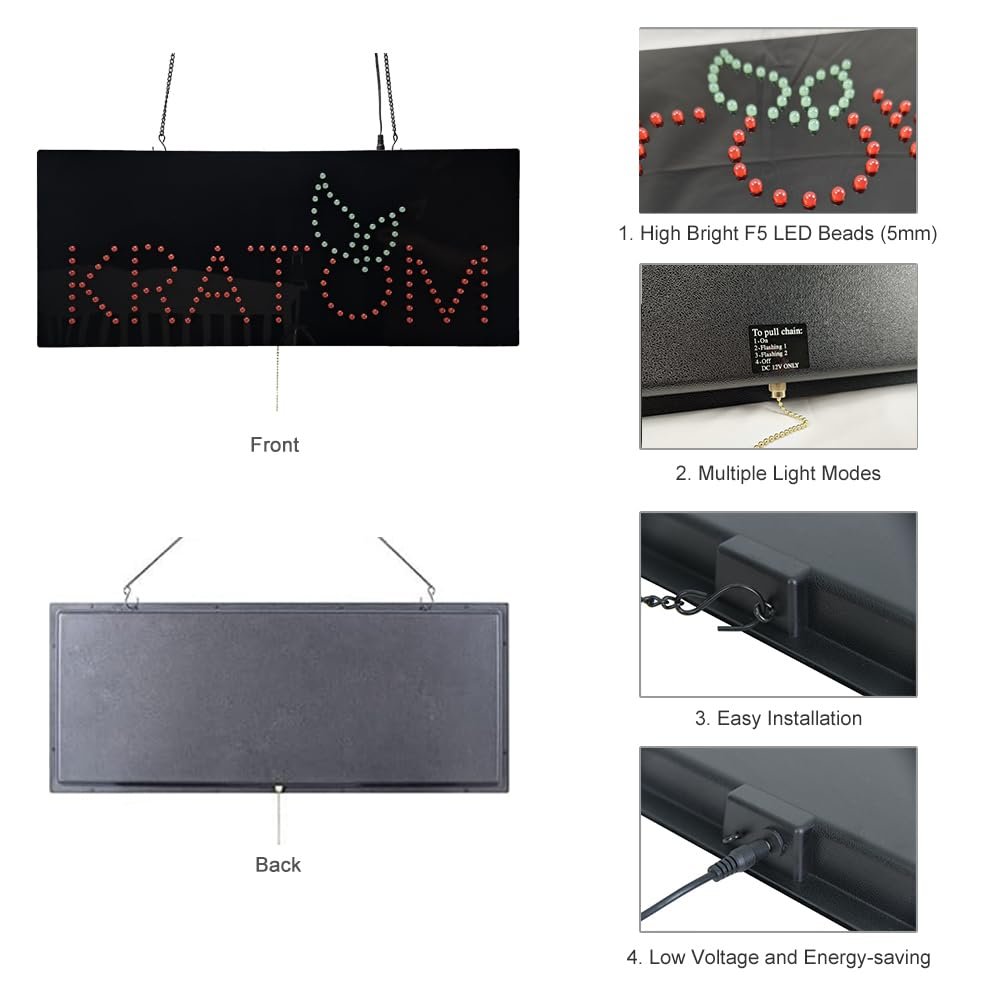 LED Kratom Dot Sign, 27"x11" - Image 3
