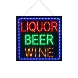 LED Liquor Beer Wine Sign, 16″x16″