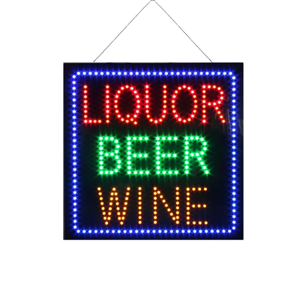 LED Liquor Beer Wine Sign, 16"x16"