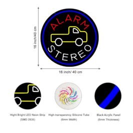 LED Alarm Stereo Neon Sign, 16″x16″