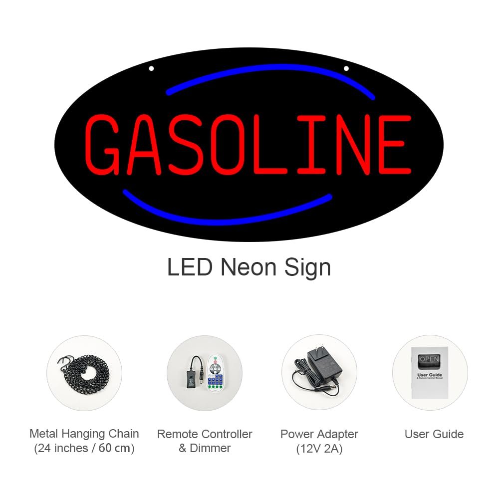 LED Gasoline Neon Sign, 20"x10" - Image 3